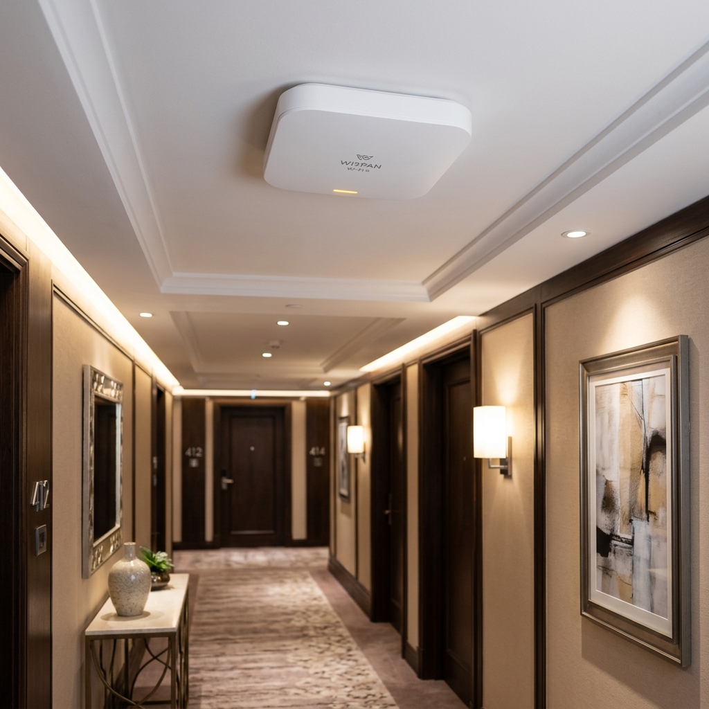 Hotel Corridor Wi-Fi 6 Access Point Installation